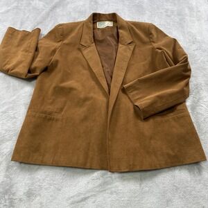 Samuel Robert By Peter Hatsi-Androu Faux Suede Blazer Jacket Women's 18 Rust Tan